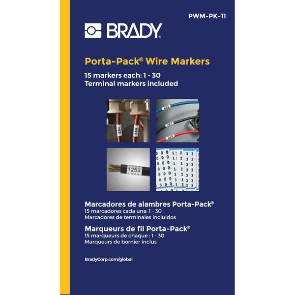 Brady Porta-Pack Wire Marker Book Repositionable Vinyl Cloth Legend: 1 to 30, 10PK PWM-PK-11